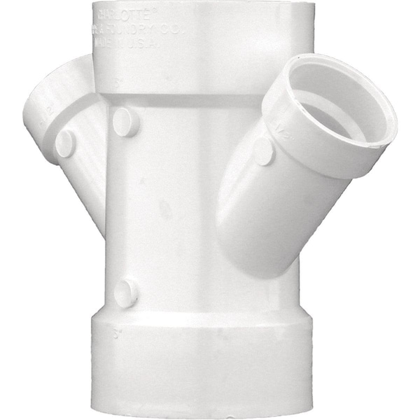 Charlotte Pipe And Foundry 3 In. x 1-1/2 In. Schedule 40 DWV PVC Reducing Double Wye PVC 00612 0800HA - main